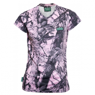 Ridgeline Womans Breeze V Tee - Pink Camo