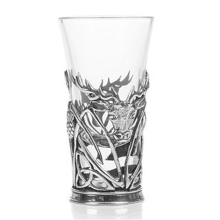 A E Williams Pewter Stag Shot Glass Holder with Shot Glass