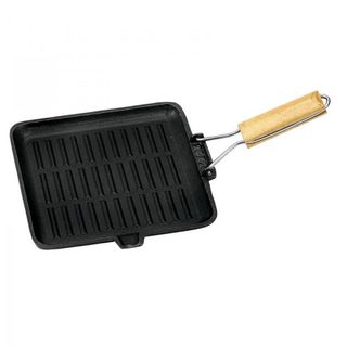 Campfire Cast Iron Square Griddle Frypan with Folding Handle - 24 cm