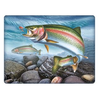 Rivers Edge - Tampered Glass Cutting Board 12in x 16in Rainbow Trout