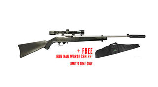 Ruger 10/22 Stainless Synthetic Package includes 4x32 Scope & Suppressor