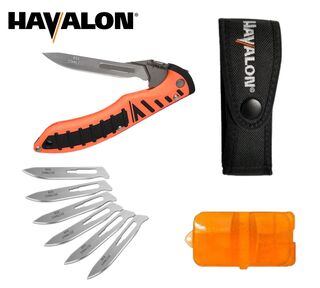 Havalon Folding Knife Piranta Forge Orange Stainless Set