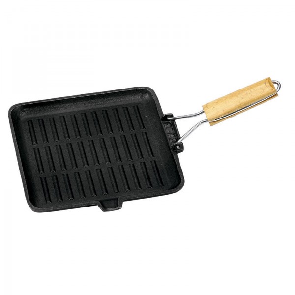 Campfire Cast Iron Square Griddle Frypan with Folding Handle - 28 cm