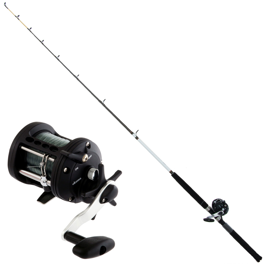 Okuma Classic XT 300L Level wind Overhead Left Hand Boat Combo with Line 6ft 8-12kg 1pc